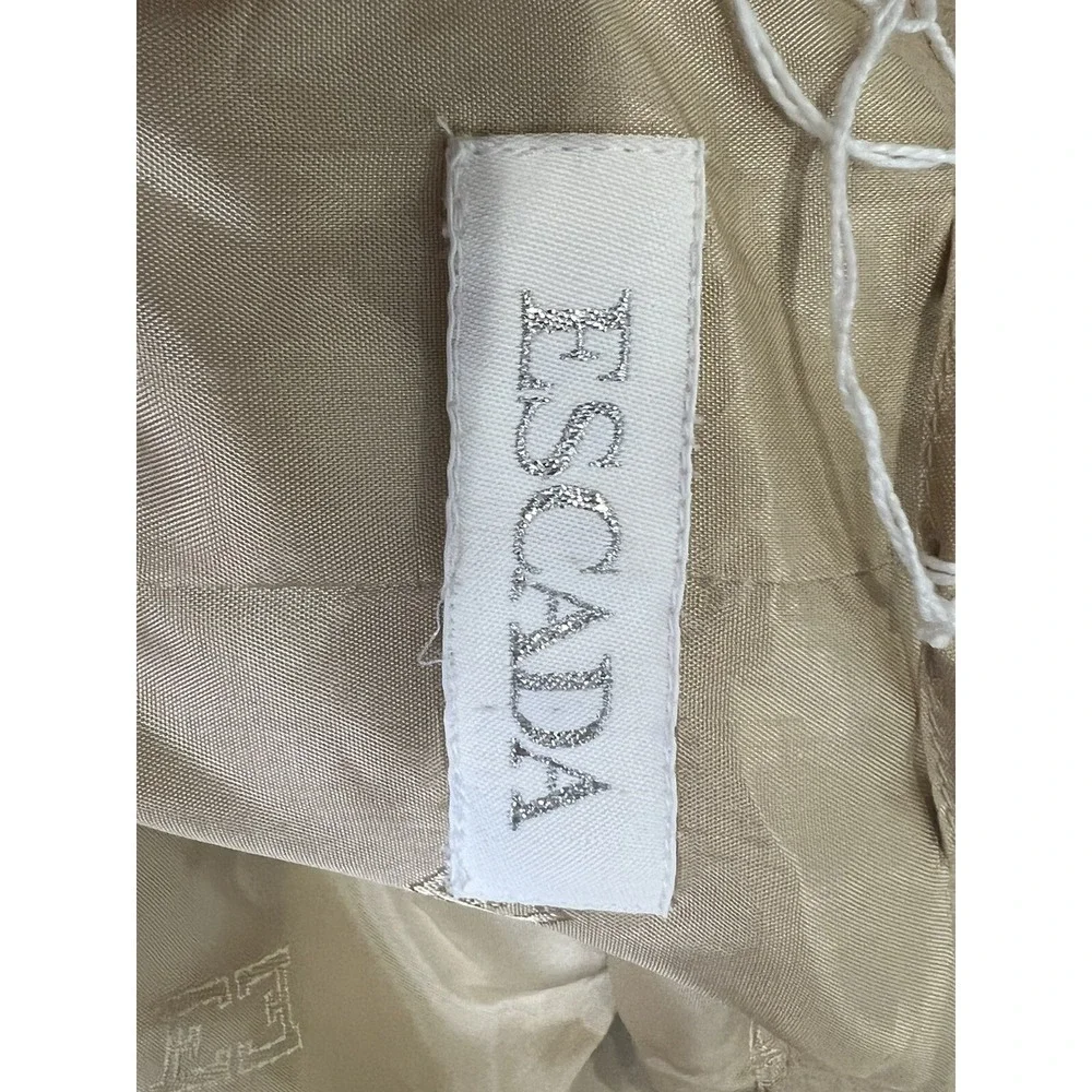 Vintage ESCADA  Placenza Orylactus Rabbit Wool Beige Satin Trim skirt Suit 12-14